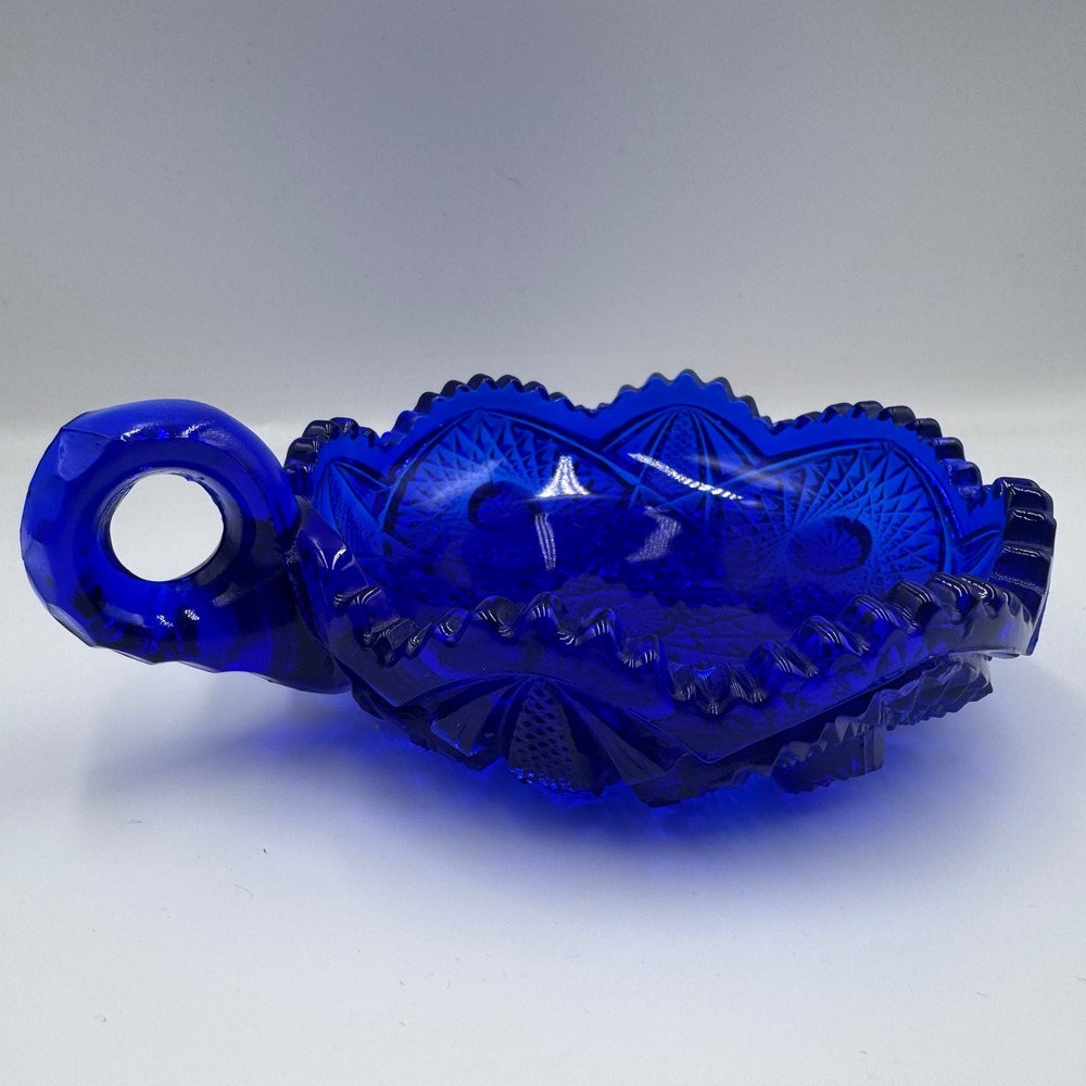 Dalzell Viking Cobalt Blue Yesteryear Atomic Star Nappy Candy Dish Vintage Glass